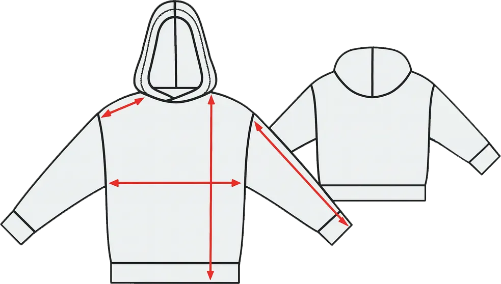 Размерная сетка: худи, свитшот, лонгслив